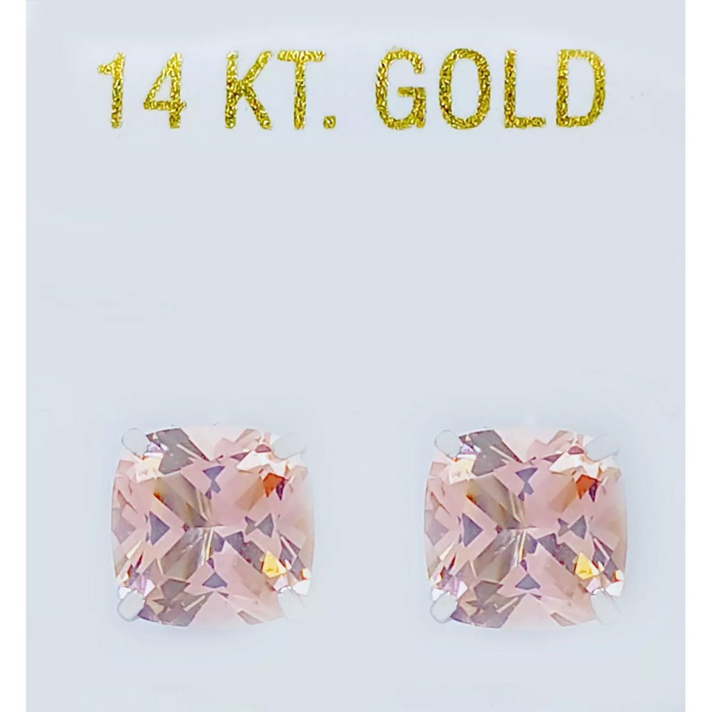 Genuine 7.68 Cts Morganite Stud Earrings 14k White Gold
